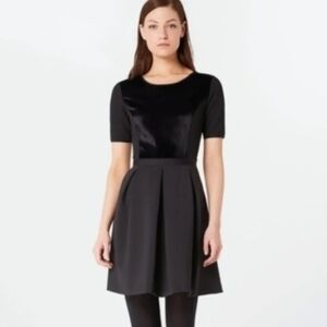 EC Elie Tahari For DesigNation Mixed-Media Fit & Flare Black Dress Size 14 Missy